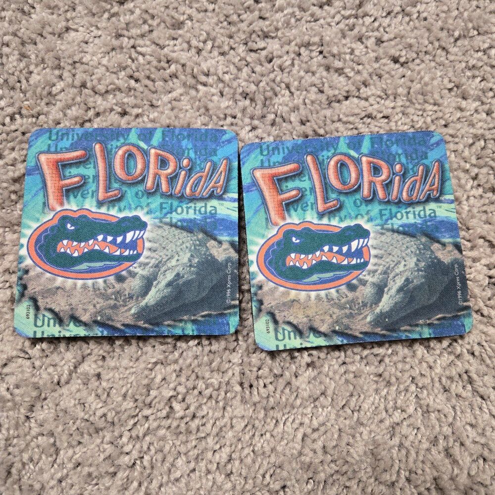 1996 University of Florida Gators Drink Coasters Rubber back 4x4 Set of 2